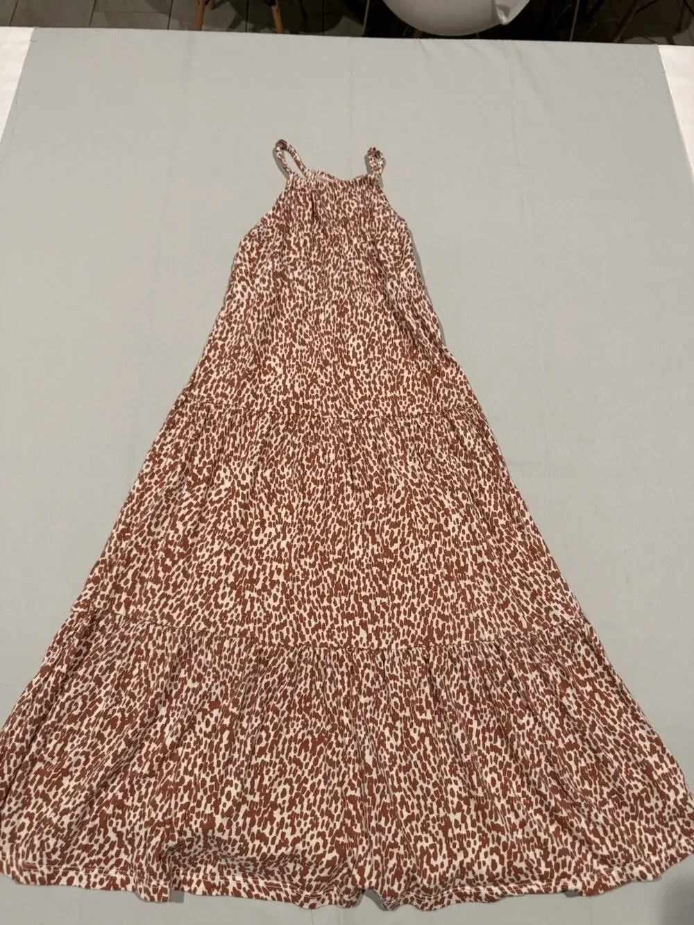Old Navy Brown/White Animal Print Strappy Scoop Neck Midi Sundress Size S